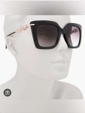 Salvatore Ferragamo NWT Black and Gold 55mm Cat Eye Sunglasses NWT